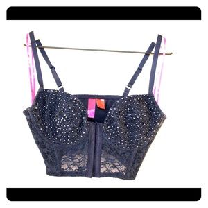 Forever 21 crop top with beading and lace detail.